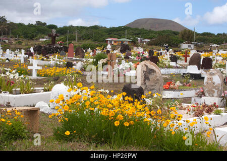 Hanga Roa Dorffriedhof auf Osterinsel, Chile Stockfoto