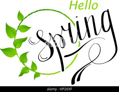 Hallo Frühling abstrakten Hintergrund. Vektor-Illustration. Design-Element mit grünen Blättern Stock Vektor