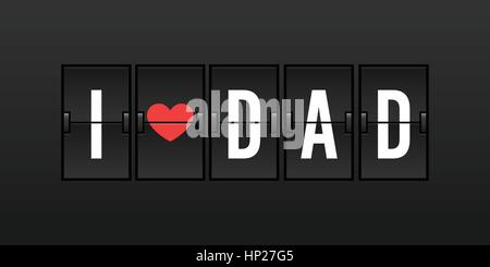 Ich liebe Dad-Vektor-Illustration im Flughafen Flip Board Stock Vektor