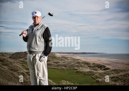 Präsident Donald Trump fotografiert im Trump International Golf Course in Aberdeen, Schottland. Stockfoto