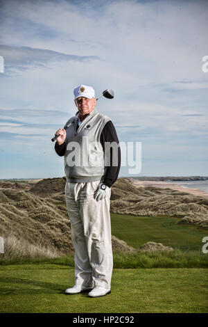 Präsident Donald Trump fotografiert im Trump International Golf Course in Aberdeen, Schottland. Stockfoto