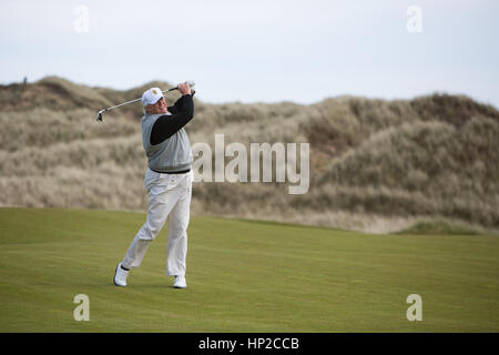 Präsident Donald Trump fotografiert im Trump International Golf Course in Aberdeen, Schottland. Stockfoto