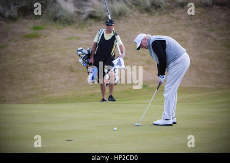 Präsident Donald Trump fotografiert im Trump International Golf Course in Aberdeen, Schottland. Stockfoto