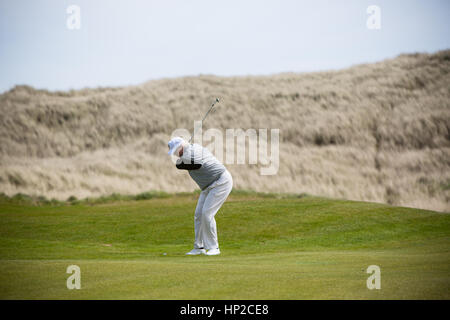 Präsident Donald Trump fotografiert im Trump International Golf Course in Aberdeen, Schottland. Stockfoto