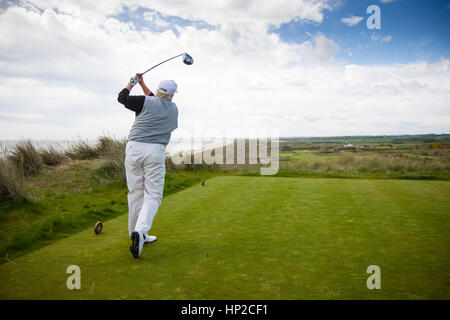 Präsident Donald Trump fotografiert im Trump International Golf Course in Aberdeen, Schottland. Stockfoto