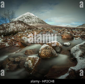 Die Wasserfälle unter Stob Dearg, Bauchaille Etive Mor, Glen Etive, Glencoe Landschaften, Schottisches Hochland Stockfoto