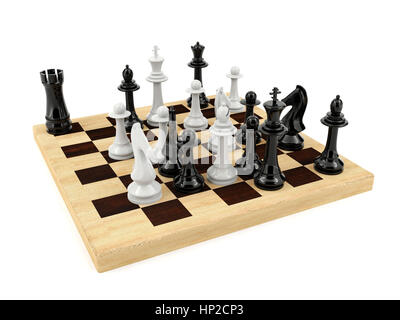 Schach Brettspiel auf weißem Hintergrund Stockfoto