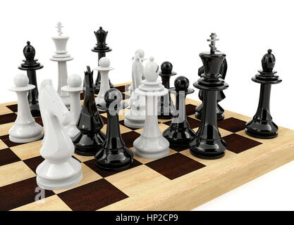 Schach Brettspiel auf weißem Hintergrund Stockfoto
