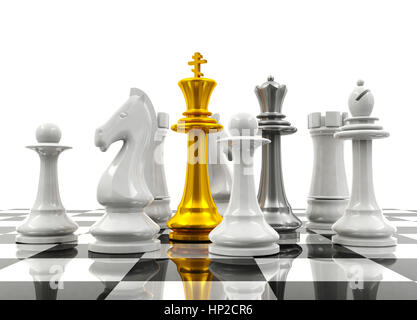 Schachfiguren schützen, König und Königin, Schutzkonzept Stockfoto