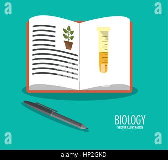 Wissenschaft Biologie Buchsymbole Stift Vektor Illustration eps Stock Vektor