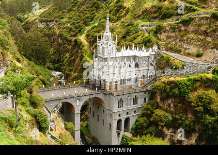 Kolumbien, Kirche von Las Lajas von 1916 bis 1948 erbaut ist ein beliebtes Ziel für Gläubige aus allen Teilen Lateinamerikas, topographi Stockfoto