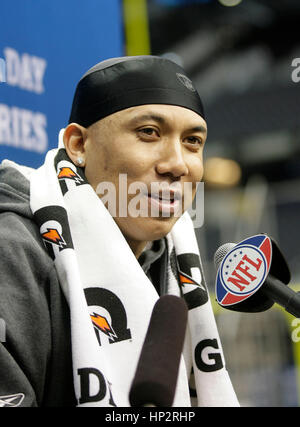 Pittsburgh Steelers Hines Ward an Superschüssel Medientag im Cowboys Stadium am 1. Februar 2011 in Pferde, Texas. Foto von Francis Specker Stockfoto