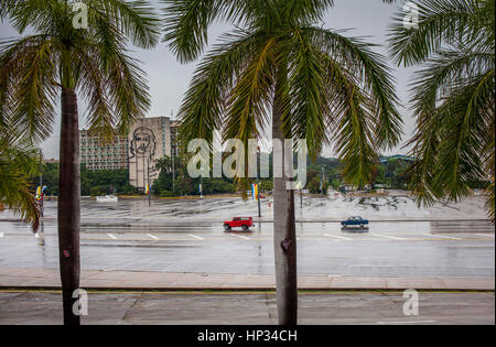 Übersicht über den Platz der Revolution, Wandgemälde von Che Guevara, La Habana, Kuba Stockfoto