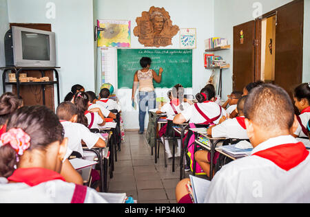 Unterricht in der Grundschule Jose Marti, in Alt-Havanna, Habana Vieja, La Habana, Kuba Stockfoto