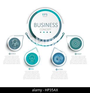 Vektor-Illustration-Infografik-Vorlage mit 3D Kreise Papieretikett, Business-Template für die Präsentation. Kreatives Konzept für Infografik, Diagramm. Stock Vektor
