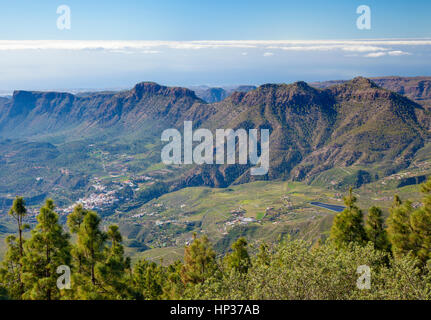 zentralen Gran Canaria im Januar, Blick vom Pozo de Las Nieves ins Tirajana-Tal Stockfoto