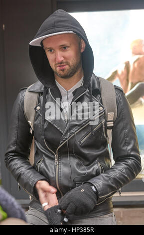 Mann in Lederjacke Stockfoto