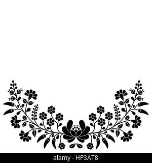 Ungarische black folk Blumenmuster - Kalocsa Stickereien mit Blumen und paprika Stock Vektor