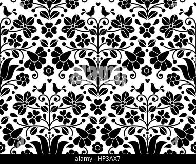 Ungarische Volkskunst nahtlose Hintergrund - Kalocsa floraler Stickerei design Stock Vektor