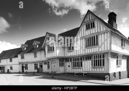 Die Corpus christi Guildhall, Marktplatz, lavenham Dorf, Suffolk County, England, Großbritannien. aus dem 16. Jahrhundert. Stockfoto