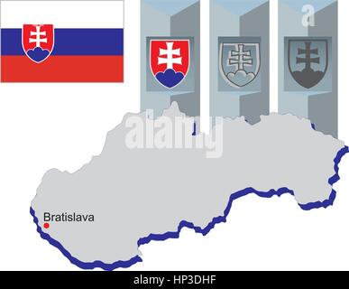 Slowakei Bratislava das nationale Emblem Cross Stock Vektor