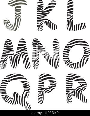Schriftart, bestehend aus Zebra camouflage Stock Vektor