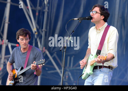 BARCELONA - 29 Mai: Immobilien (US-amerikanische Indie-Rock und Dream pop-Band) führt bei Heineken Primavera Sound Festival 2014 (PS14). Stockfoto