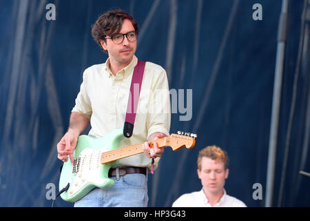 BARCELONA - 29 Mai: Immobilien (US-amerikanische Indie-Rock und Dream pop-Band) führt bei Heineken Primavera Sound Festival 2014 (PS14). Stockfoto