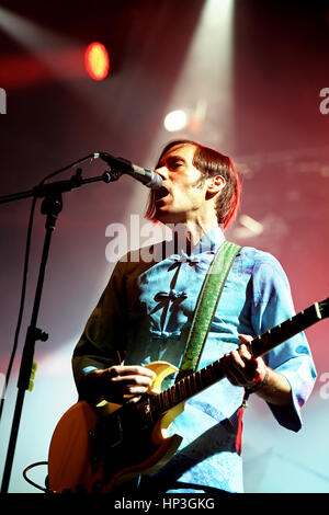 BENICASSIM, Spanien - 18 Juli: Von Montreal (US-amerikanische Rock-Band) in Konzert im FIB Festival am 18. Juli 2014 in Benicassim, Spanien. Stockfoto