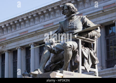 Diego Velazquez-Statue im Museum Prado in Madrid (Spanien). Stockfoto