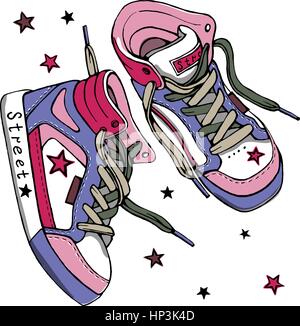 Vektor Farbskizze von ein Paar Turnschuhe Stock Vektor