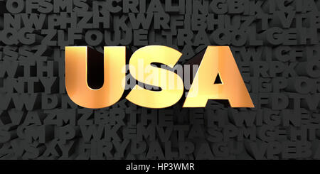 USA - Gold Text auf schwarzem Hintergrund - 3D gerenderten Lizenzgebühren frei Lager Bild. Dieses Bild kann für eine Website für online-Banner-Werbung oder ein print Postca verwendet werden Stockfoto