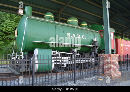 Erhaltene "fireless" Lokomotive, Elizabethon, Tennessee, Vereinigte Staaten von Amerika Stockfoto