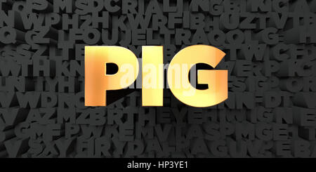 Schwein - Gold Text auf schwarzem Hintergrund - 3D gerenderten Lizenzgebühren frei Lager Bild. Dieses Bild kann für eine Website für online-Banner-Werbung oder ein print Postca verwendet werden Stockfoto