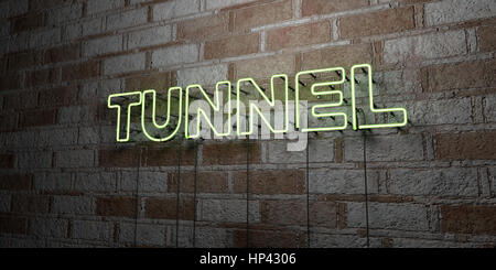 TUNNEL - Glowing Leuchtreklame auf Mauerwerk Wand - 3D gerendert lizenzfreie stock Illustration.  Einsetzbar für Online-Bannerwerbung und Direct-Mailings. Stockfoto