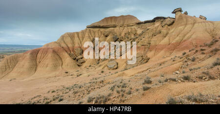 Cabezo de Las Cortinillas, Natur Park Bardenas Reales, UNESCO-Biosphärenreservate, Halbwüste, Navarra, Spanien Stockfoto