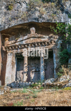 Felsen geschnitzt König Telmessos Gräber Fethiye - Fethiye Kaya Mezarlari Stockfoto