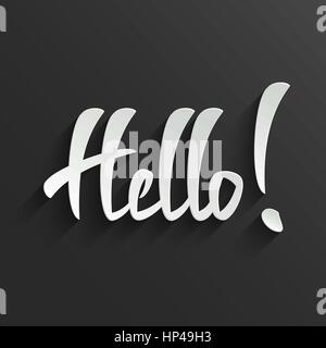 Hallo Hand Schriftzug Greeting Card Einladung Vector Background. Handgemachte Kalligraphie. Einfach auf jedem Hintergrund einfügen Stock Vektor