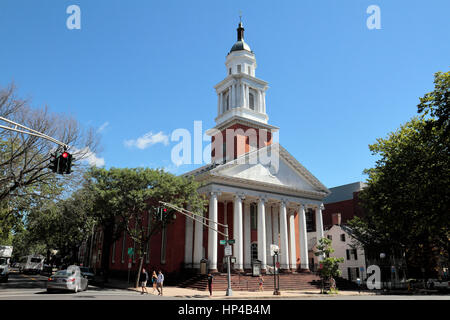 Erste und Summerfield United Methodist Church, New Haven Green, New Haven, Connecticut, Vereinigte Staaten von Amerika. Stockfoto