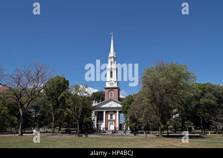 Die Center-Kirche auf grün, Haven-Grün, New Haven, Connecticut, Vereinigte Staaten von Amerika. Stockfoto