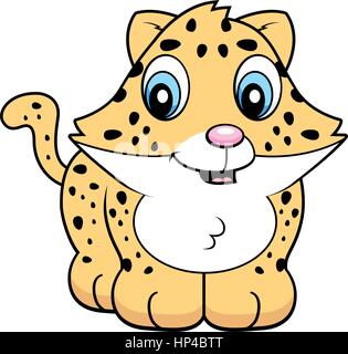 Ein glückliches Cartoon Baby Jaguar junges Lächeln auf den Lippen. Stock Vektor