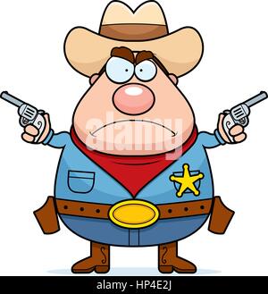 Ein Cartoon-Sheriff mit einem wütenden Ausdruck. Stock Vektor