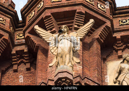 Detail der Arc de Triomf, Triumphbogen, im Passeig Lluis Companys, Barcelona, Katalonien, Spanien Stockfoto