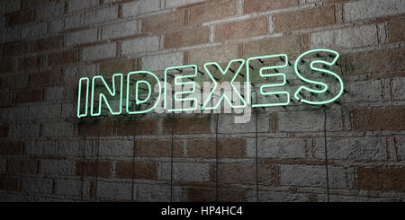 INDIZIERT - leuchtende Neon-Schild an Wand Mauerwerk - 3D gerendert Lizenzgebühren freie stock Illustration.  Einsetzbar für Online-Bannerwerbung und Direct-Mailings. Stockfoto
