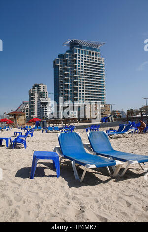 So liege am Strand, tel Aviv, israel Stockfoto