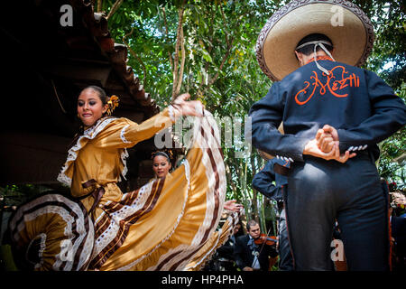 Traditionellen Show in El Abajeño Restaurant, Juarez 131, Tlaquepaque, Guadalajara, Jalisco, Mexiko Stockfoto