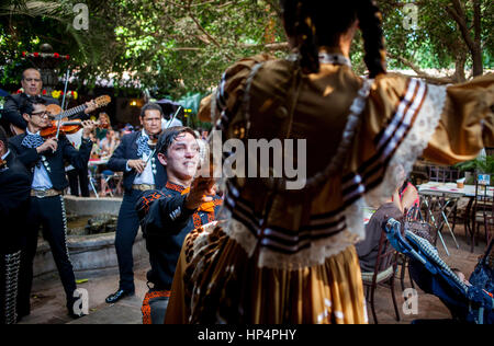 Traditionellen Show in El Abajeño Restaurant, Juarez 131, Tlaquepaque, Guadalajara, Jalisco, Mexiko Stockfoto
