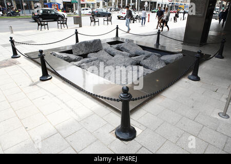 Denkmal am Rabin Square (ehemalige Könige von Israel Quadrat) wo Premierminister Yitzhak Rabin am 4. November 1995 ermordet wurde. Tel Aviv, israel Stockfoto