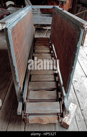 Ein Pferd Laufband verwendet für Korn Dreschen in Hancock Shaker Village, Hancock, Massachusetts, USA. Stockfoto