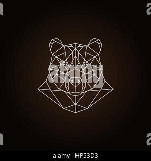Polygonale Bär Kopf, weiße Linie auf dunklen braunen Hintergrund. Symbol-Vorlage. Stock Vektor